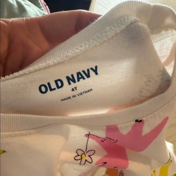 Old Navy White Long-Sleeve Tee with Pink, Yellow, Orange Dinosaur Print 💜 - Picture 2 of 4